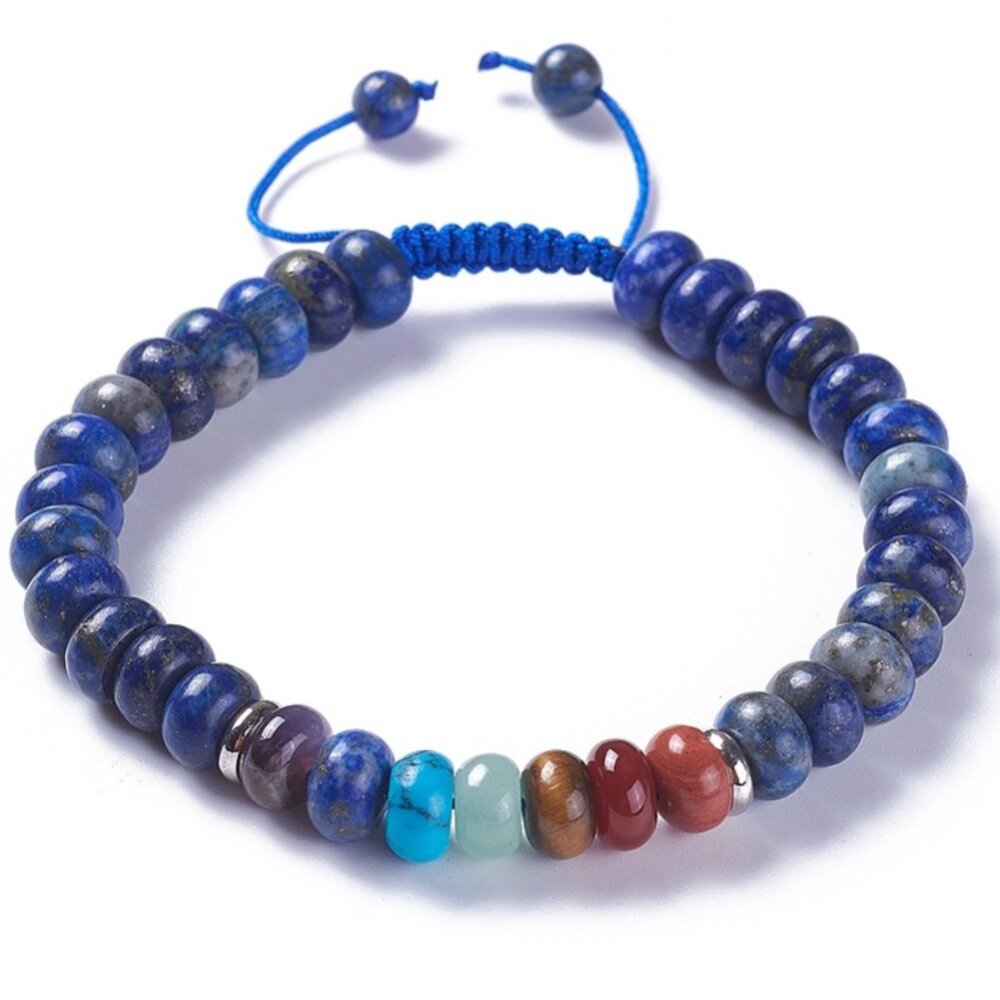 NWOT Natural Lapis Lazuli & Mixed Gemstone adjustable cord bracelet